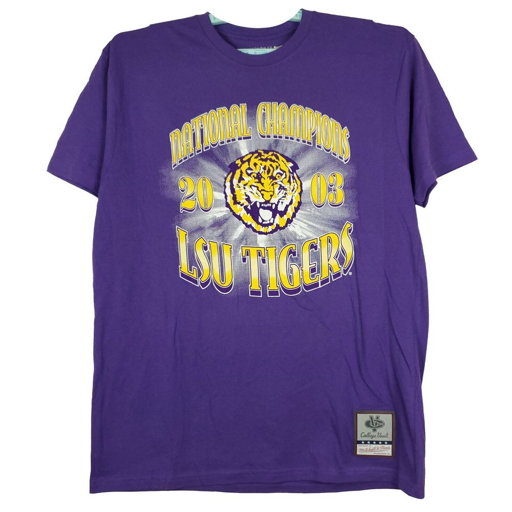 LSU Tigers Mitchell & Ness NCAA L Large Shirt 2003 National Champions Purple NWT